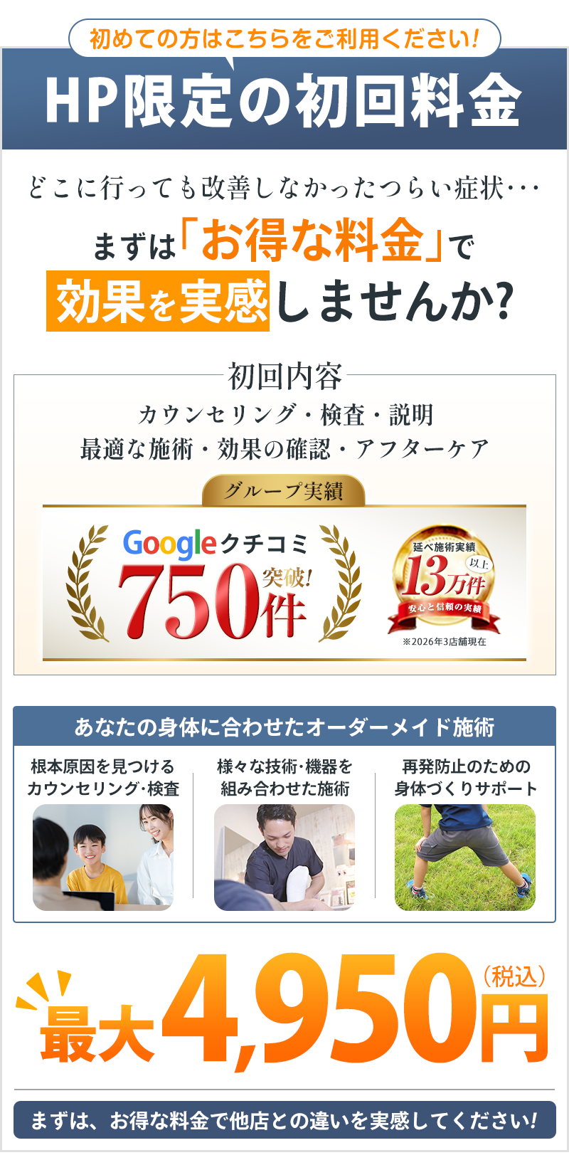 オスグッド整体初回最大4,950円